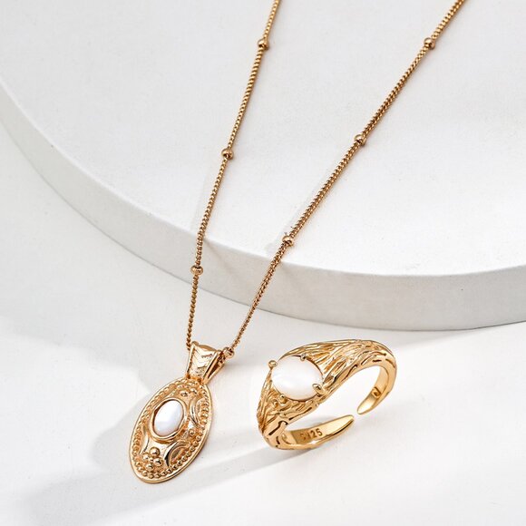 ✨ Artisan Original Design Vintage Mother of Pearl Talisman Necklace | S925 - Picture 4 of 5